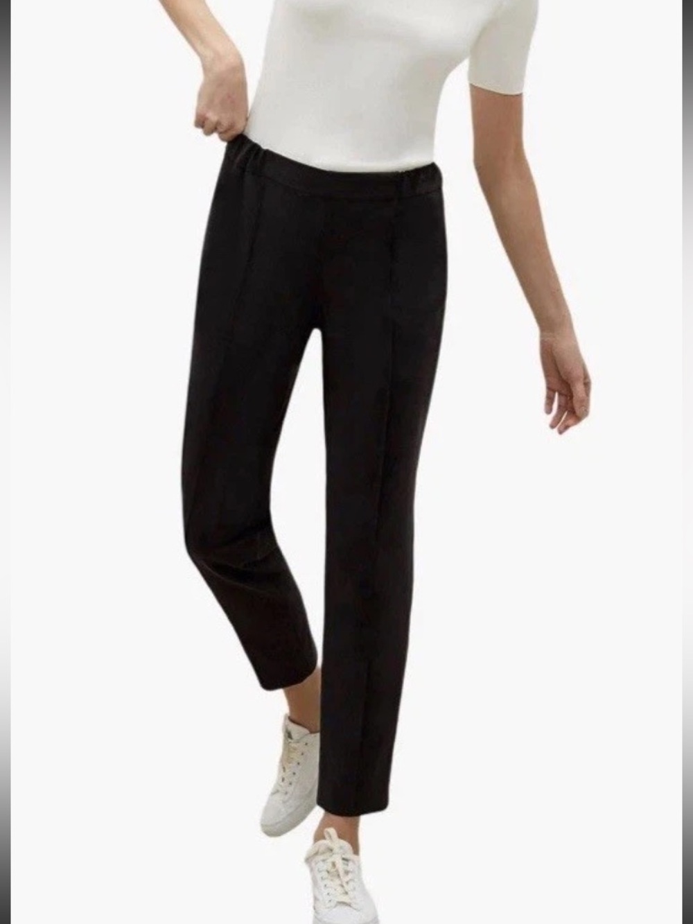M.M. Lafleur Colby 3.0 Travel Pant Origami Tech Black Front Seam Pull-On Sz 4
